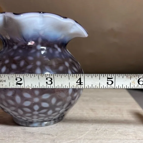 Sold! Fenton Purple Opalescent Snowflake Pitcher - Picture 7 of 8